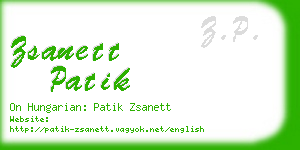 zsanett patik business card